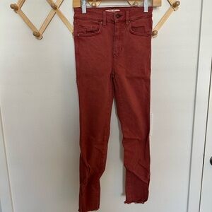 Free People Red Ankle Cropped Jeans Slim Fit